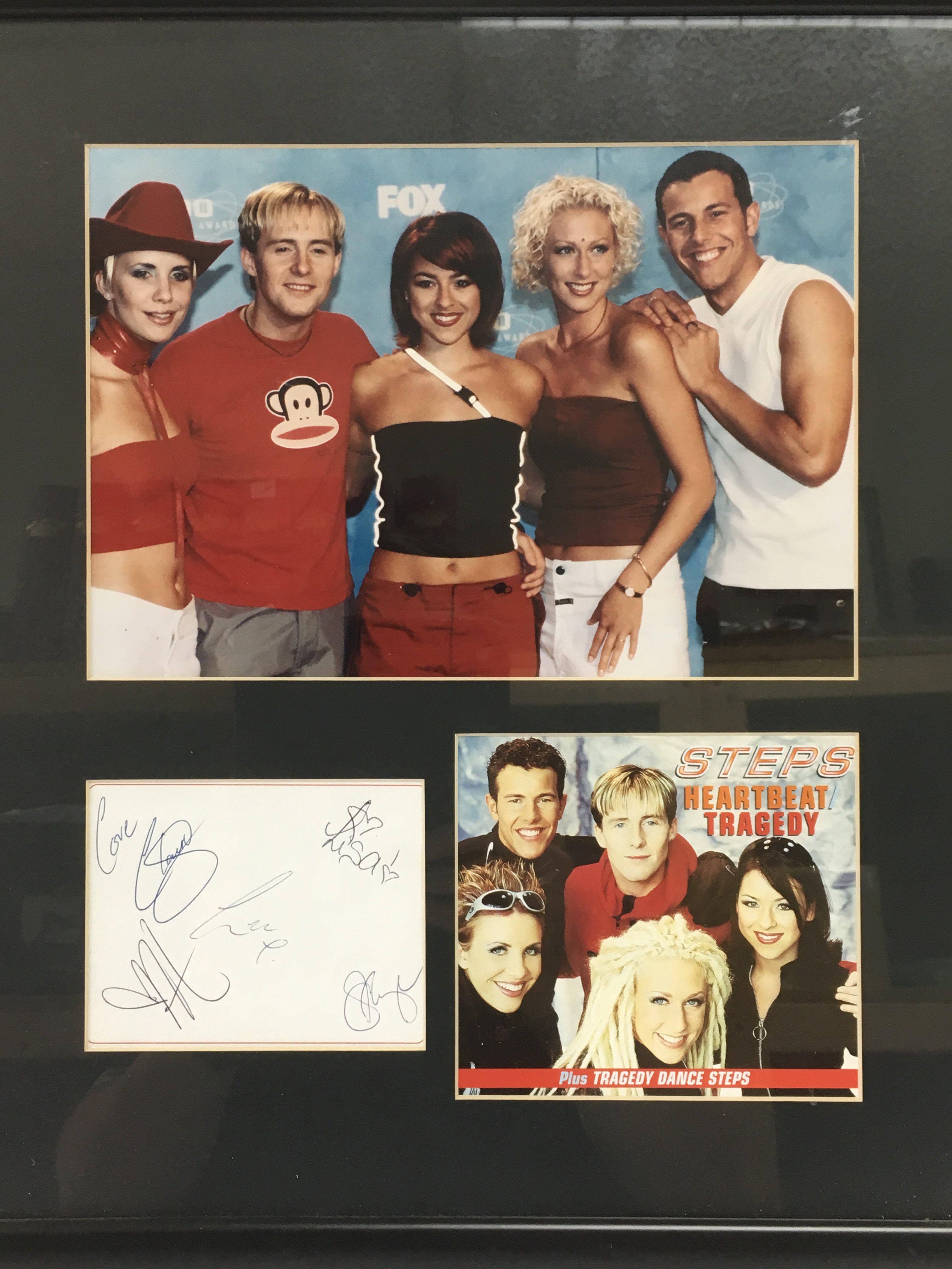 A framed and signed montage of pop group Steps, ap