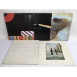 Five Pink Floyd LPs comprising 'Meddle', 'The Final Cut', 'The Wall' and others.