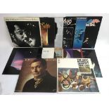 Fourteen jazz LPs by various artists including Art Pepper, Billy Cobham, Oscar Peterson and others.