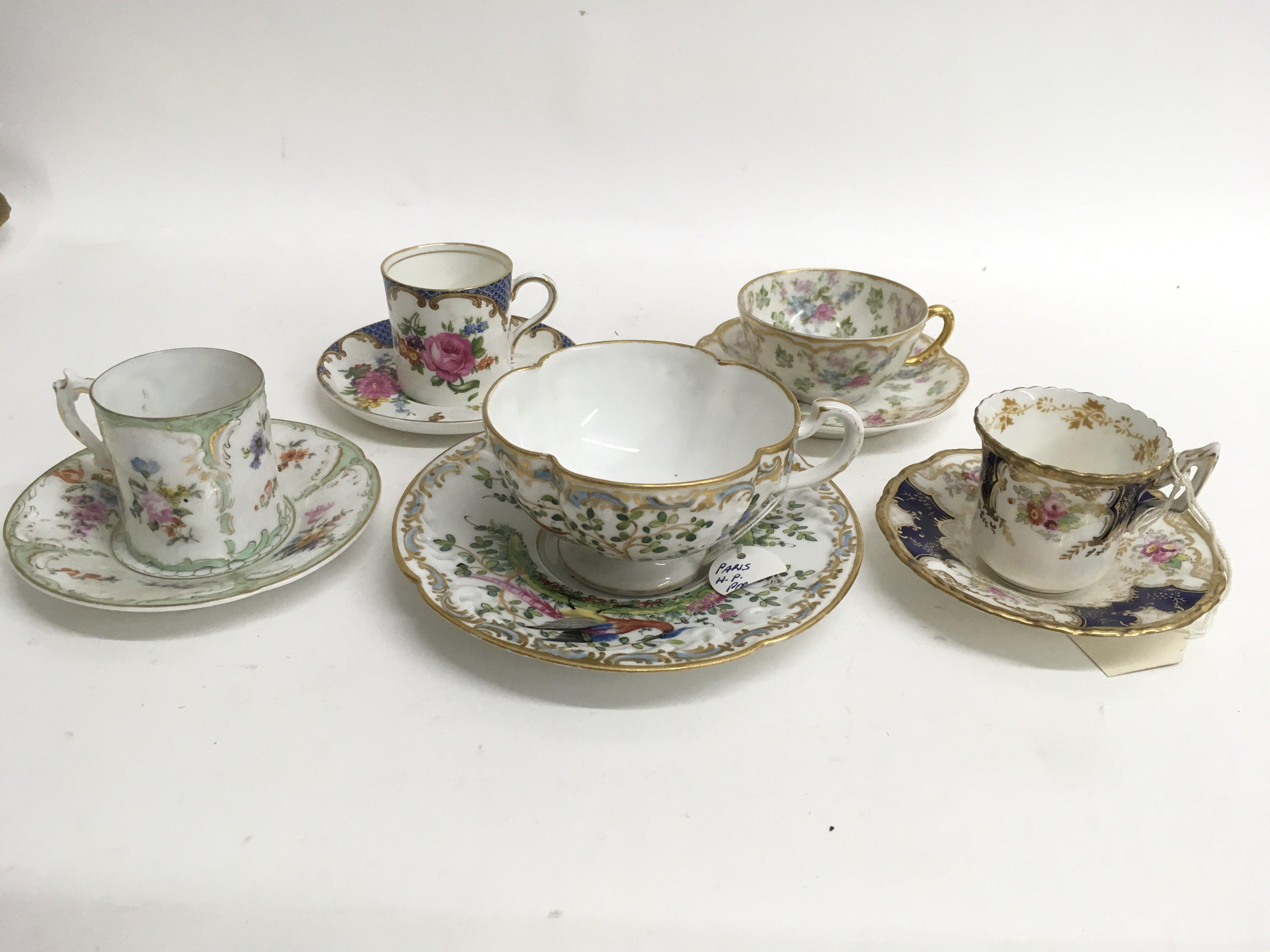 A collection of eight decorative painted cabinet cups and saucers including Coalport and Limoges - Image 2 of 2