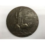 A WW1 death plaque for Frederick Robert Perry. The