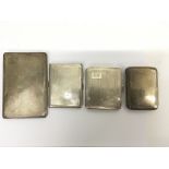 Four silver cigarette cases, one hallmarked for E
