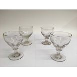 Four antique rummer glasses including one pair