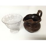 A Victorian brown glazed jug and Victorian golden