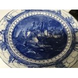 Two Royal Doulton blue and white plates dipicting The Battle Of Trafalgar. (2)