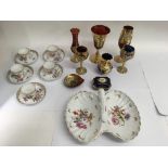 A group of continental floral painted teawares and