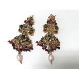 A pair of Indian multi stone earrings.