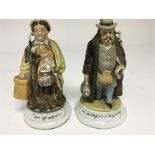 A Pair of Continental late 19th Century ceramic match holders in the form of full length figures