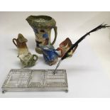 A Burleigh Blacksmiths jug, four fish and shell ju