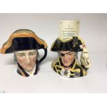 Two Royal Doulton caricature jugs Vice Admiral Nelson D6932 and D6336 (2)