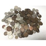 A collection of used, circulated British coinage.