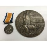 A WW1 medal and death plaque relating to 19537 Pri
