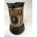 A Royal Doulton Stoneware Jug Nelson and his Captins. Height 21cm no damage or restoration.