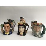 Six Royal Doulton character jugs including 'Anthon