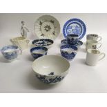 An 18th century Caughley blue and white bowl print