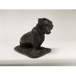 An Cecil brown bronze of a seat dachshund base sig