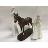 Two Royal Doulton figures and a Beswick horse (3).