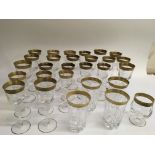 A collection of Bohemia gilded crystal glasses