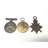 A British War medal, a Victory medal and a 1914/15