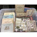 Three boxes of cigarette cards and stamps