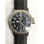 A gents Oris BC3 automatic wristwatch. The black d