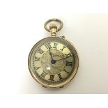 A 14ct gold case fob watch with foilate design to