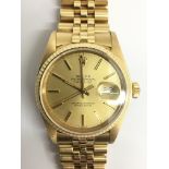 An 18ct gold Rolex Datejust gents wristwatch in or