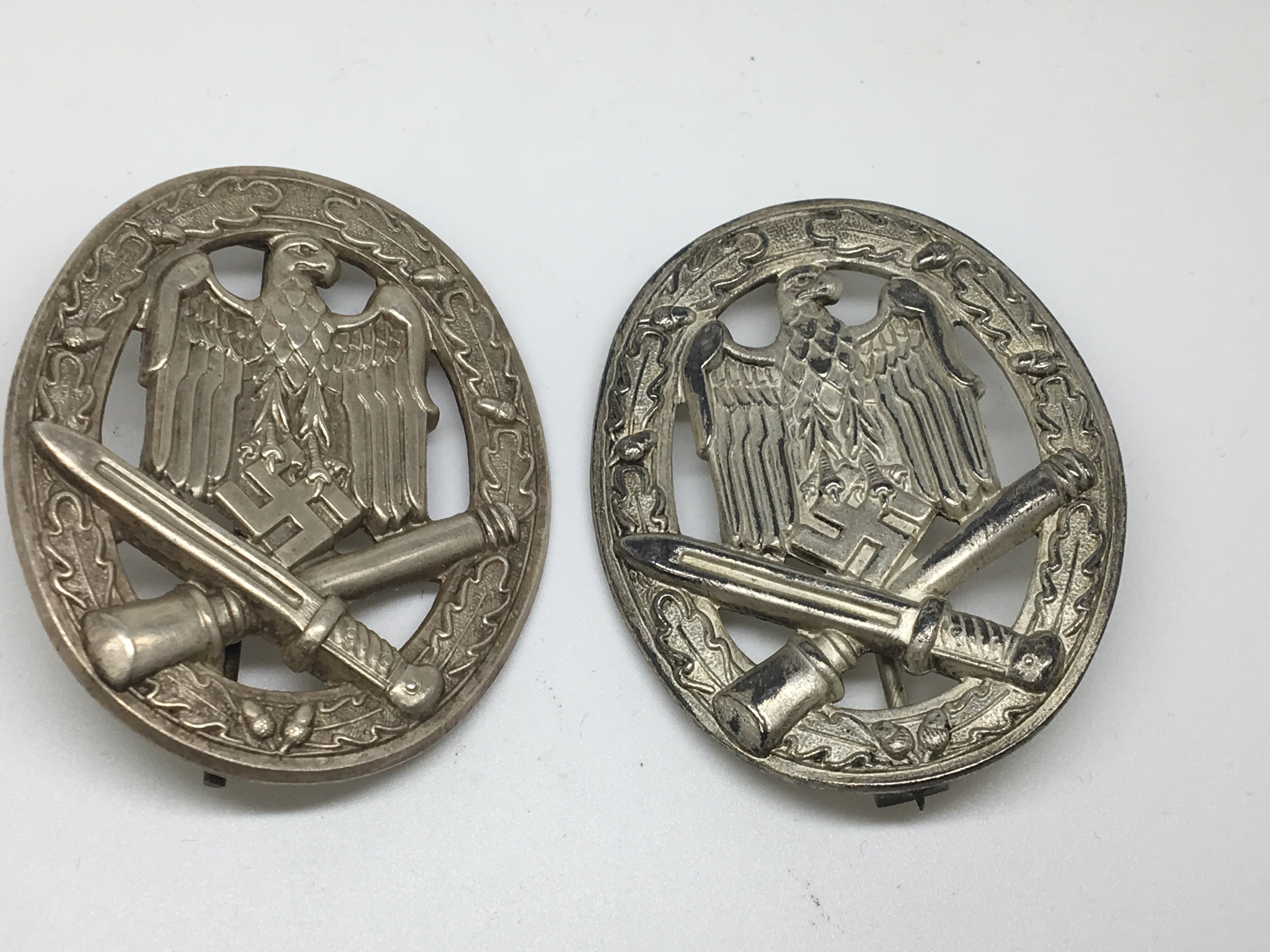 Two German Third Reich Close combat badges pressed metal. (2)