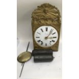 A similar lot of French Gallut a la Rochefoucault farmhouse wall clock having enamel Roman dial in