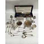 A large box of various silver plate