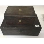 A 19th century mahogany writing box with a side dr