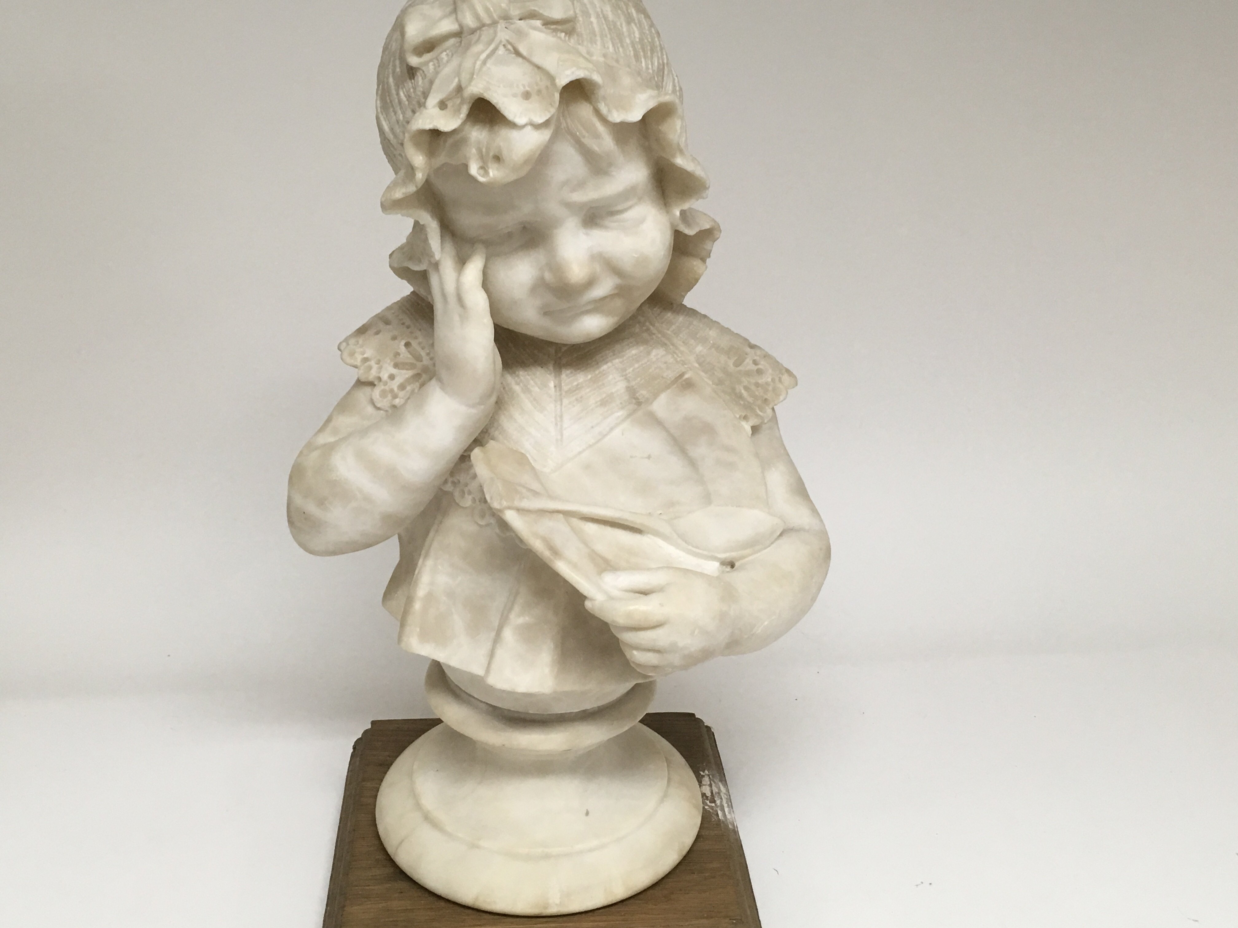 A Victorian marble bust in the form of a young girl unsigned 47 cm