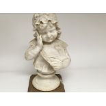 A Victorian marble bust in the form of a young girl unsigned 47 cm