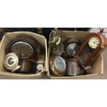 Two boxes of assorted mantle clocks for restoration