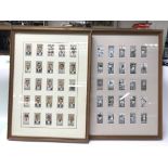 Five framed and glazed cigarette cards of football and cricket. Size approx 43x59cm