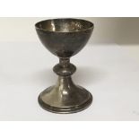 A silver chalice with a knoped stem and circular base. Birmingham hallmarks. 1940 Weight 179g.