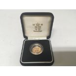 A 2001 full Sovereign in a Royal Mint Box