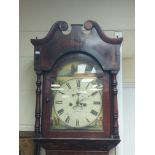 A mahogany 8 day long case clock the painted dial with Roman numerals, J mark maker