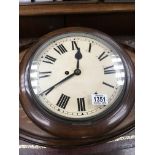 A mahogany wall clock the circular dial with Roman numerals fitted with fusse movement