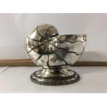 A Victorian silver plated spoon warmer in the shape of a Nautilus shell. Measuring approximately