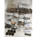 A collection of used and unused bronze coinage from the Victorian period plus later Queen