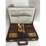 A cased Soligen gold plated canteen of cutlery