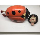 An unusual vintage composite model of a ladybird, approx 21cm long, a/f