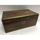 A walnut writing box with contents, approx 40cm x 24.5cm x 16cm.