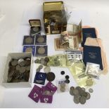 A small group of circulated British coinage including a Carwheel coin and sixpences