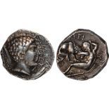 Ancient Coins, Greek Coins, Paeonia, Kingdom of Lykkeios (356-335 BC), silver tetradrachm, bare head