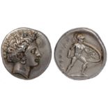 Ancient Coins, Greek Coins, Lokris, Lokris Opuntii (c.349 BC), silver stater, head of Persephone, ‘