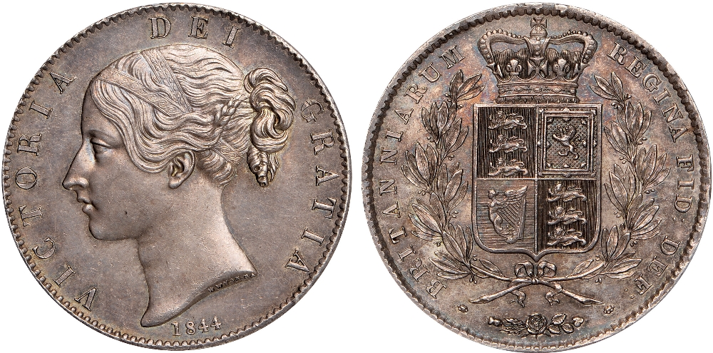 Victoria Pattern Coin British Coins, Victoria, pattern crown, 1844, star edge stops, edge ...