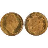 British Coins, William IV, proof sovereign, 1831, plain edge, second portrait, bare head r., rev.