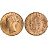 British Coins, Victoria, sovereign, 1870, die no. 114, WW in relief, young head l., rev. crowned